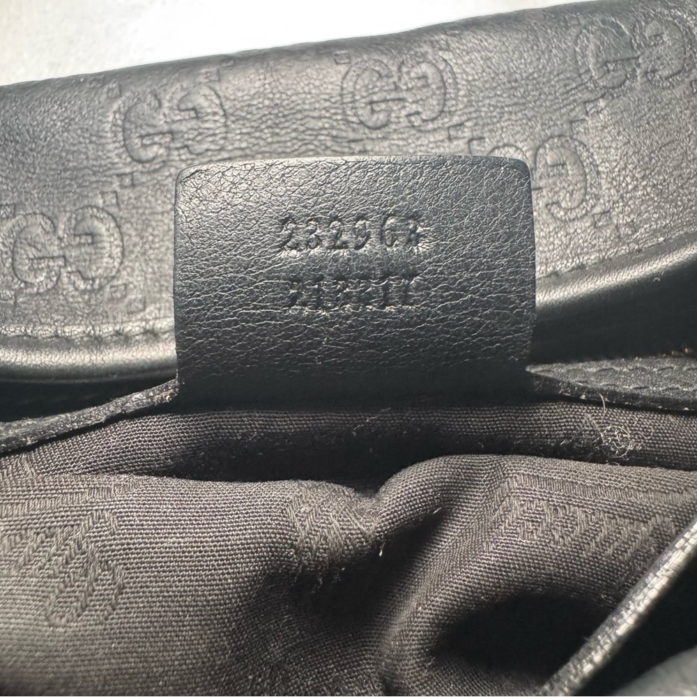 Auth. Gucci Guccissima GG Monogram Black Leather Shoulder Bag, East West Style - Picture 14 of 15